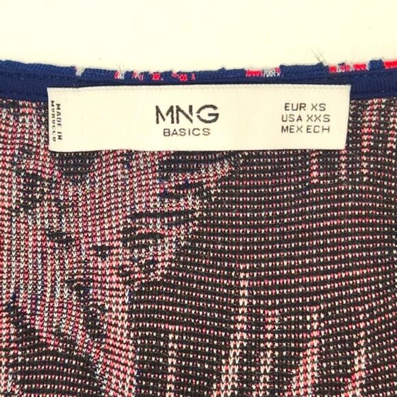 Mango MNG Basics Shift Dress Women Size Extra Small XS Palm Print Flutter Sleeve - Picture 3 of 11